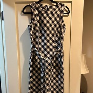 Hobbs of London Black and White Checkered Sleeveless Shift Dress